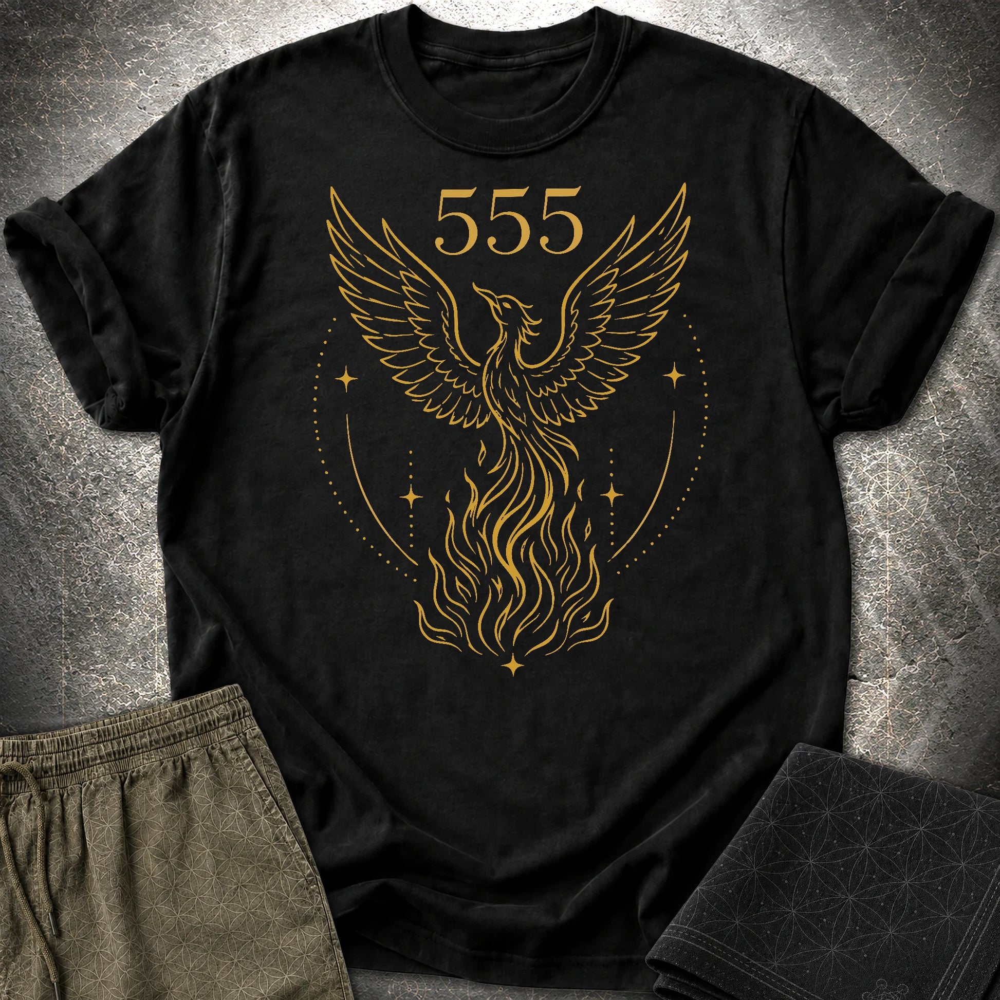 555 Angel Number Rebirth T-Shirt - 555 Angel Number Rebirth T-Shirt - Black