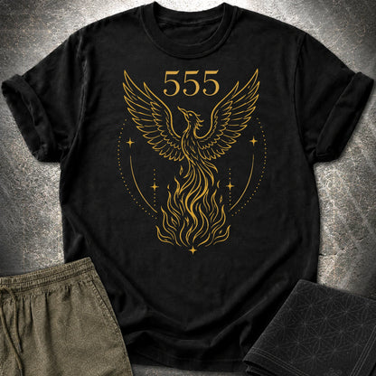 555 Angel Number Rebirth T-Shirt - 555 Angel Number Rebirth T-Shirt - Black