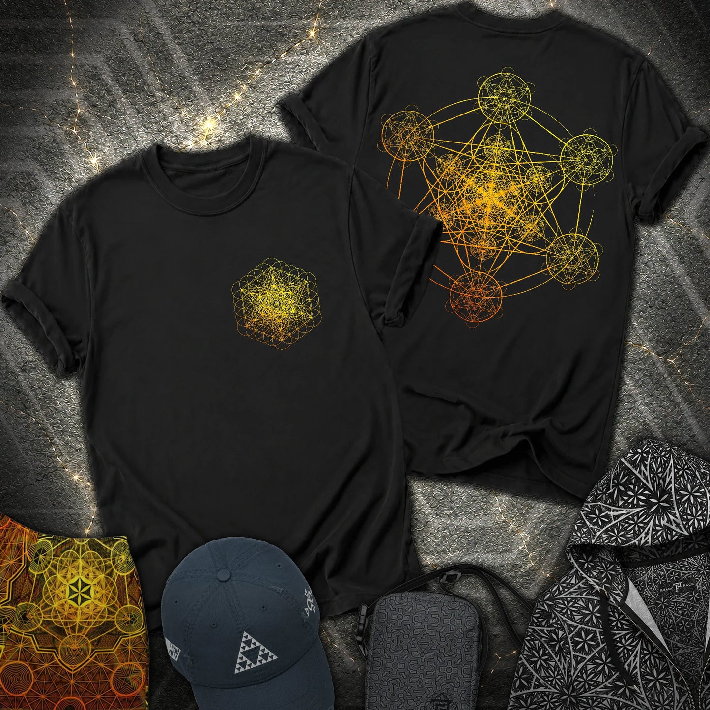 Fractal Metatron Universe 2 Sided T-Shirt - Fractal Metatron Universe 2 Sided T-Shirt - Black