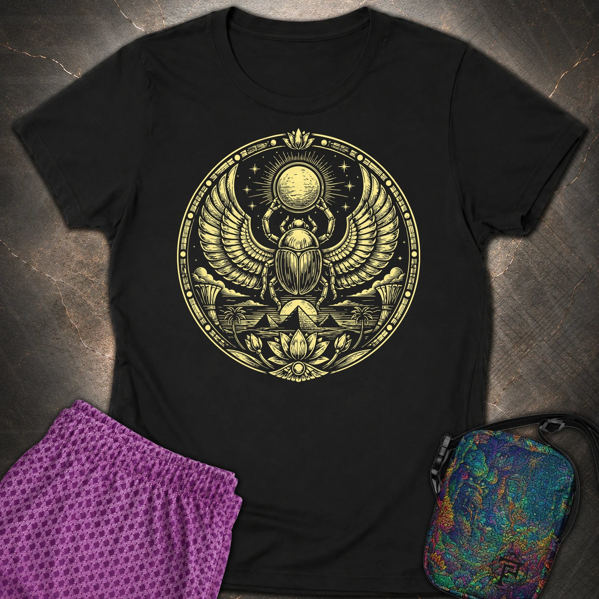 Winged Scarab of the Sun - Winged Scarab of the Sun Womens T-Shirt - Black