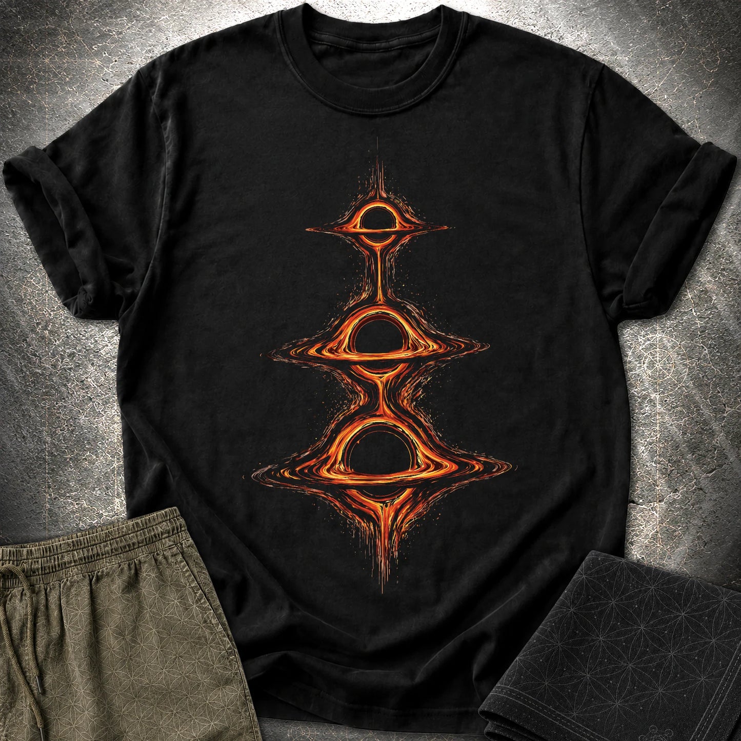 Cosmic Portals T-Shirt, Stacked Black Hole Shirt, Sci Fi Space Graphic Tee - Cosmic Portals T-Shirt, Stacked Black Hole Shirt, Sci Fi Space Graphic Tee - Black