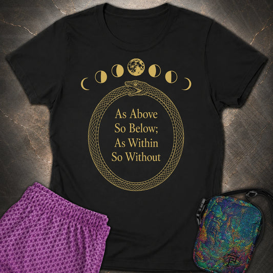 As Above So Below Gold Ouroboros - As Above So Below Gold Ouroboros Womens T-Shirt - Black