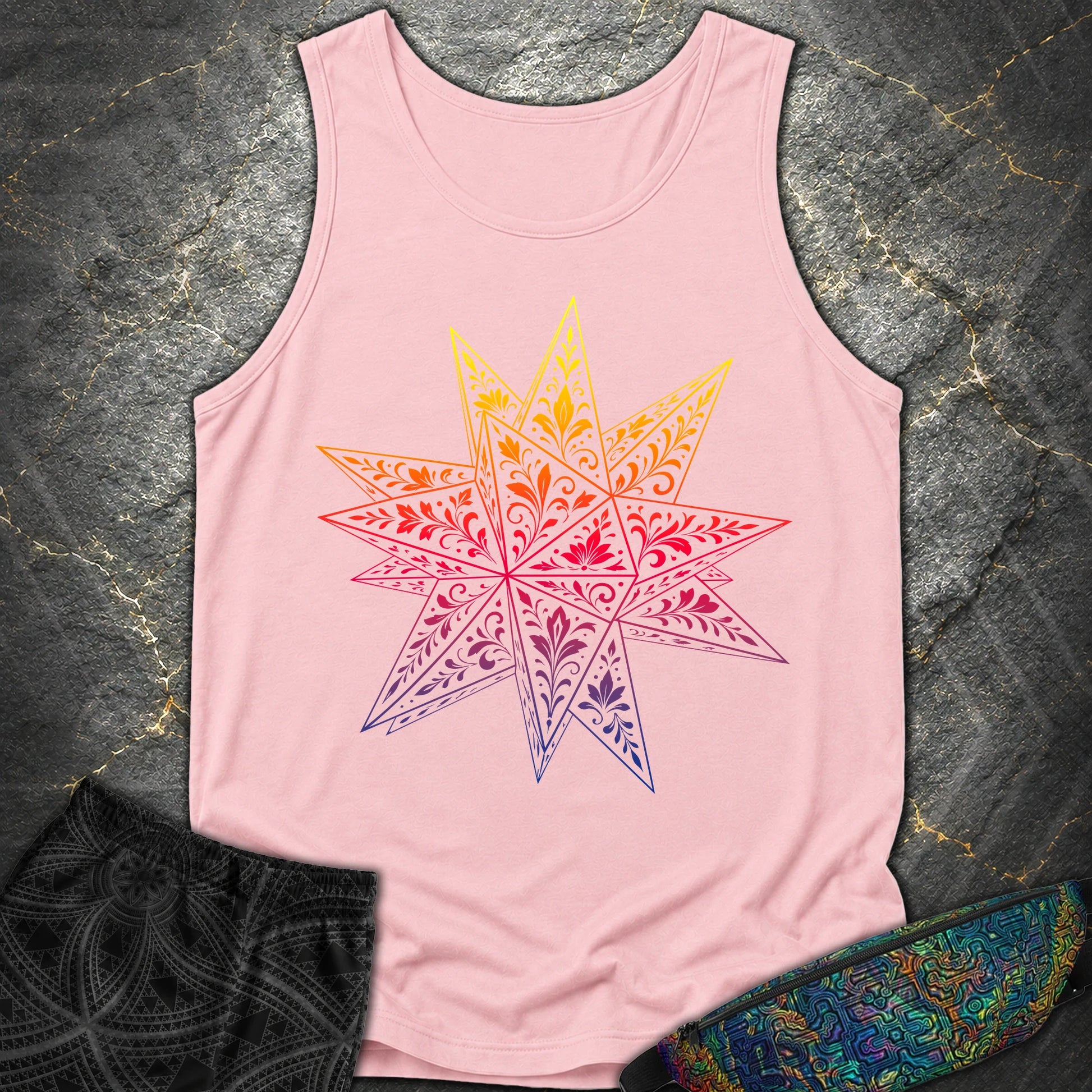 Colorful Stellated Dodecahedron - Colorful Stellated Dodecahedron Comfort Tank Top - Blossom