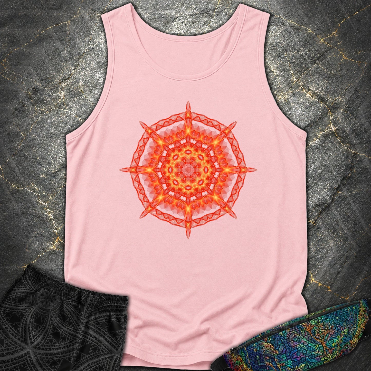 Radiant Geometry Portal Mandala - Radiant Geometry Portal Mandala Comfort Tank Top - Blossom