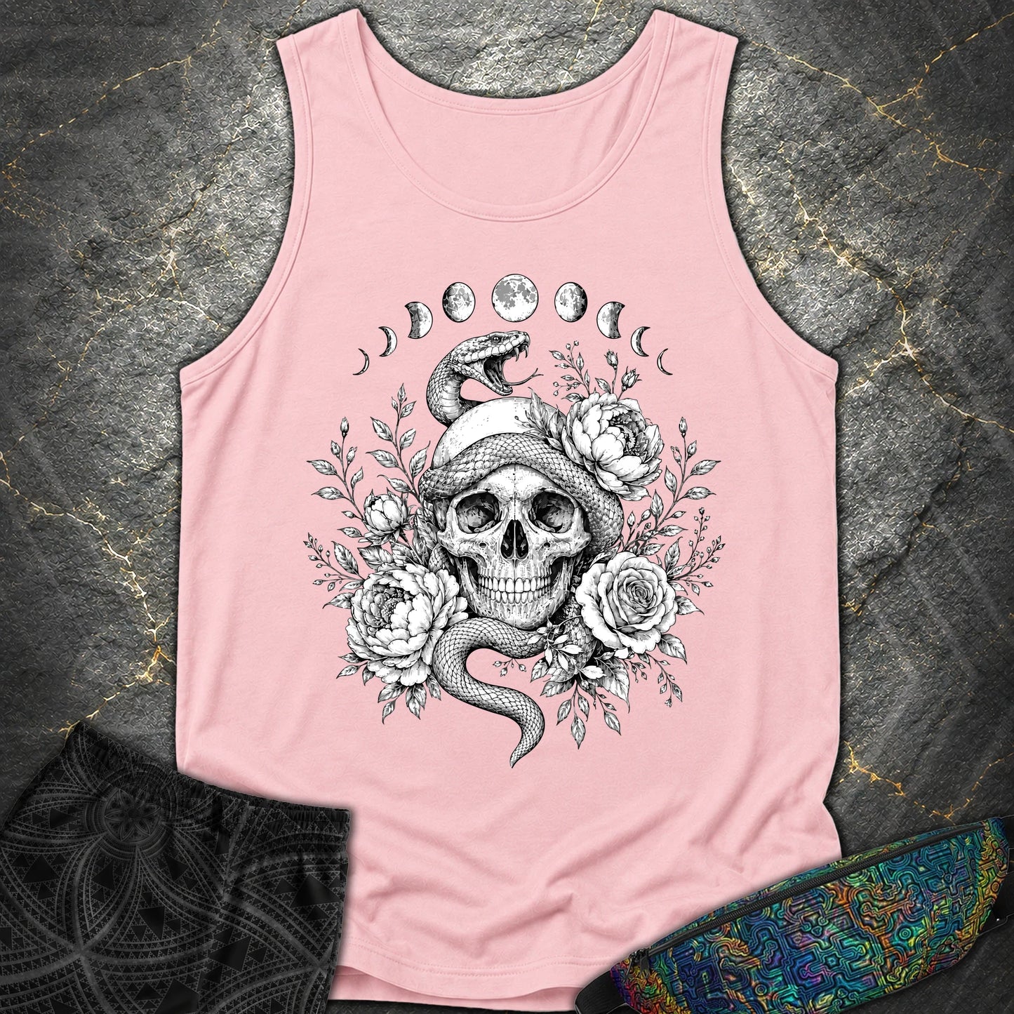 Skull Snake Moon Phases - Skull Snake Moon Phases Comfort Tank Top - Blossom