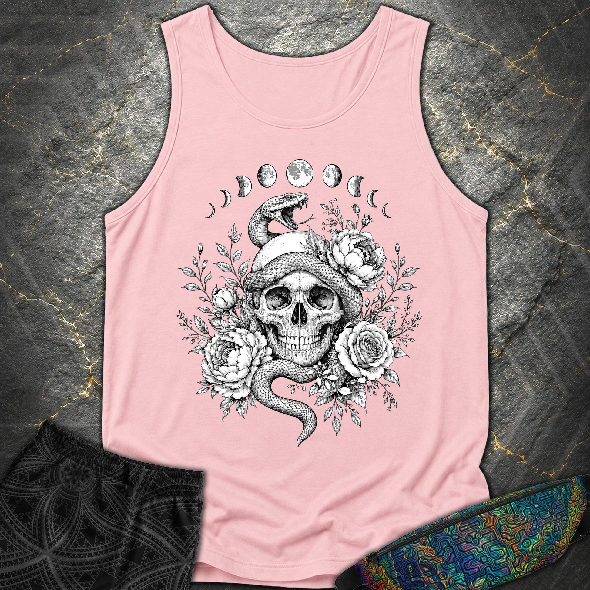 Skull Snake Moon Phases - Skull Snake Moon Phases Comfort Tank Top - Blossom