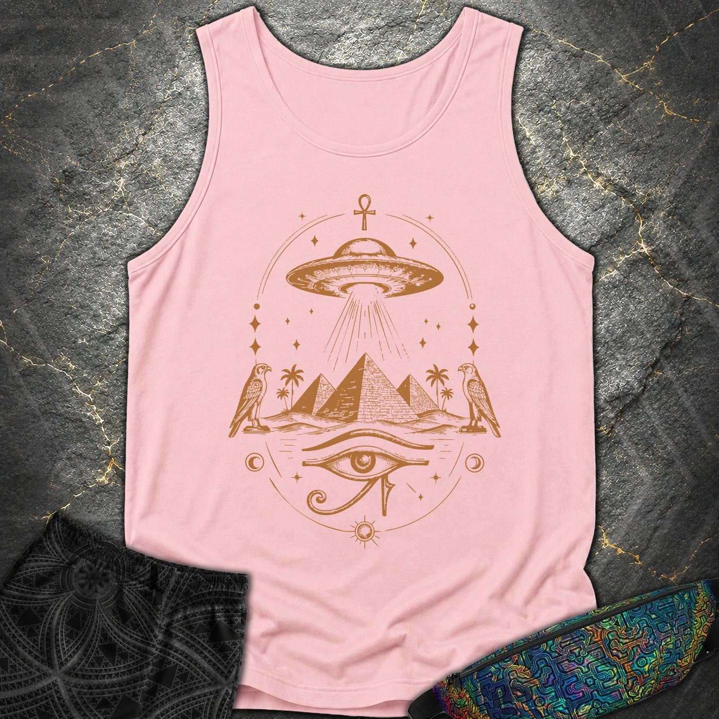 Starship Above the Sacred Pyramids - Starship Above the Sacred Pyramids Comfort Tank Top - Blossom