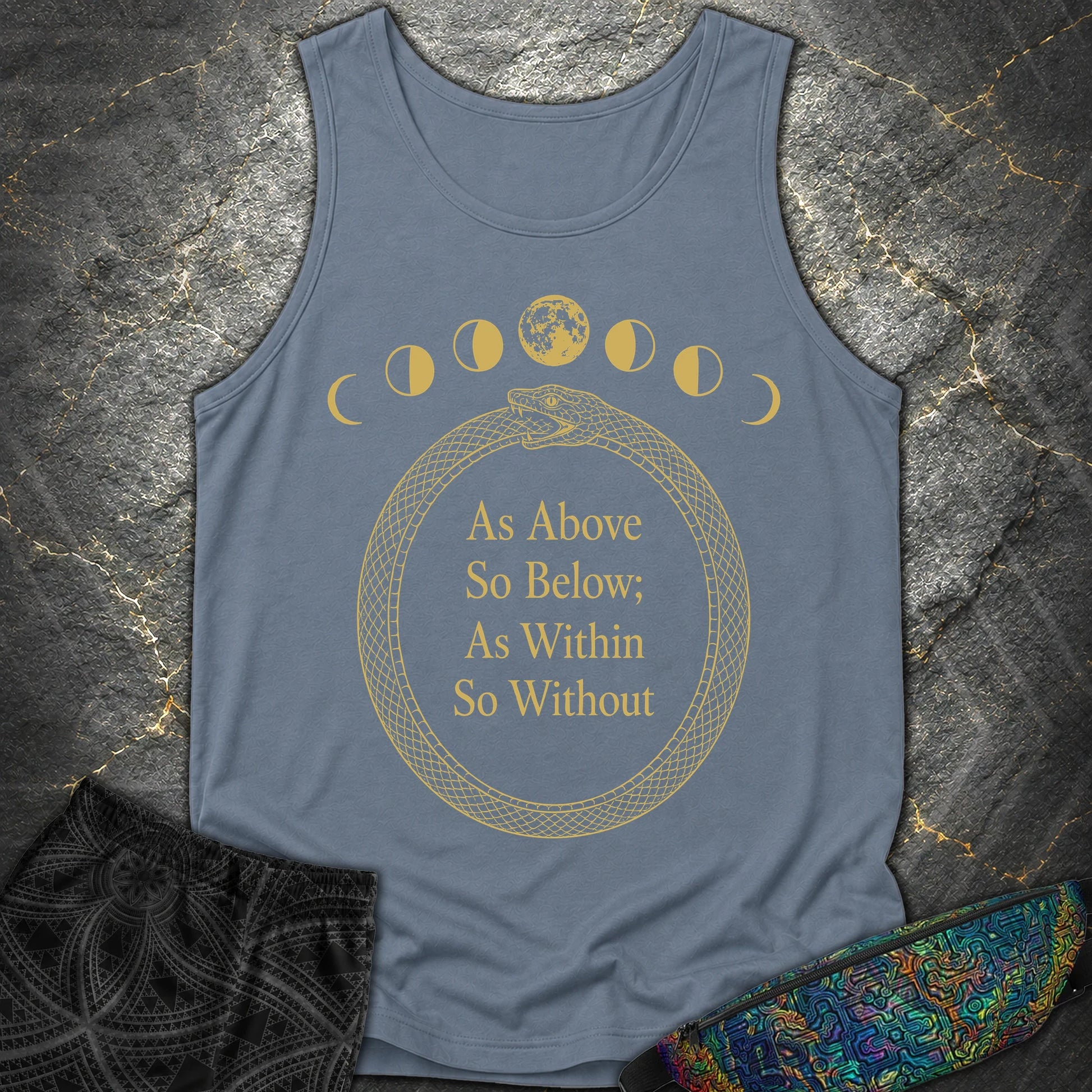 As Above So Below Gold Ouroboros - As Above So Below Gold Ouroboros Comfort Tank Top - Blue Jean