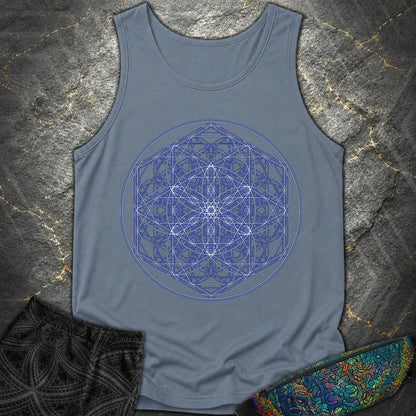 Sacred Flower Grids - Sacred Flower Grids Comfort Tank Top - Blue Jean
