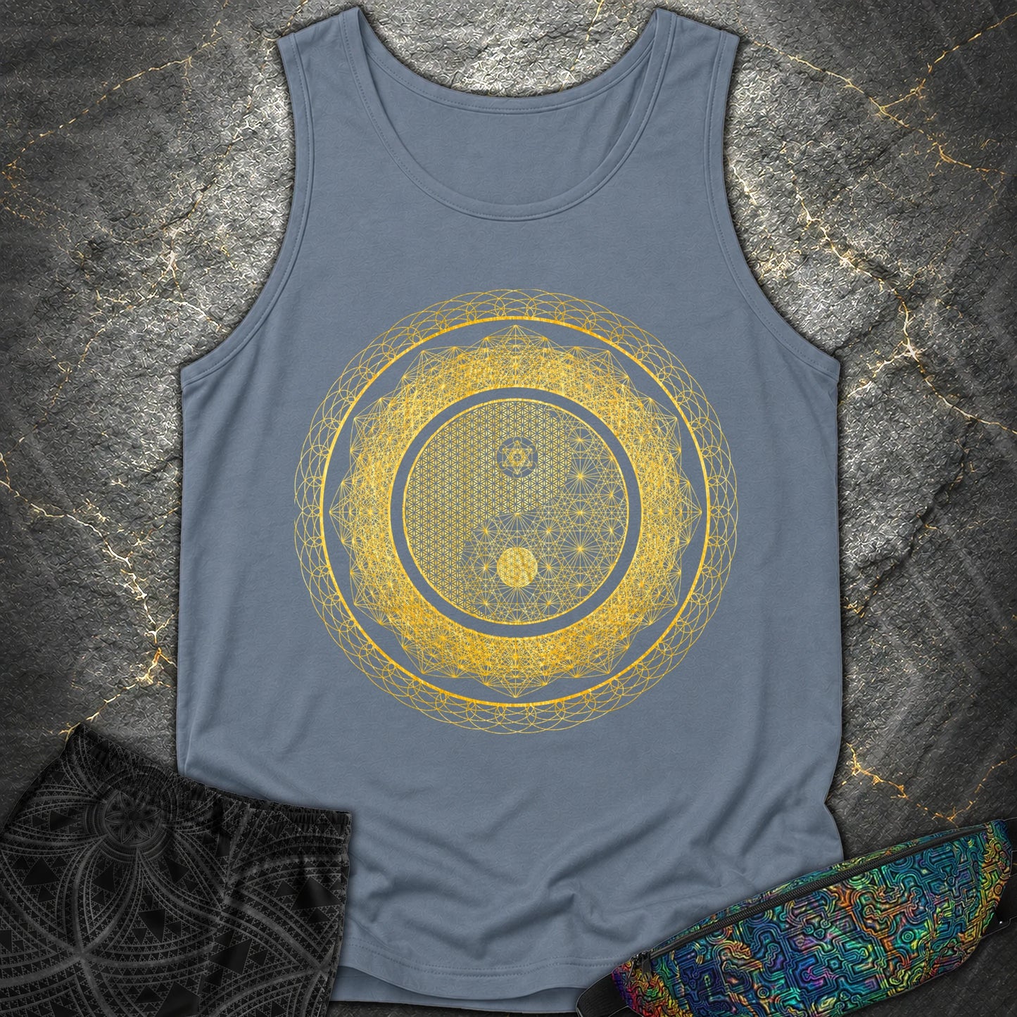 Yin Yang Gold T-Shirt - Yin Yang Gold Comfort Tank Top - Blue Jean
