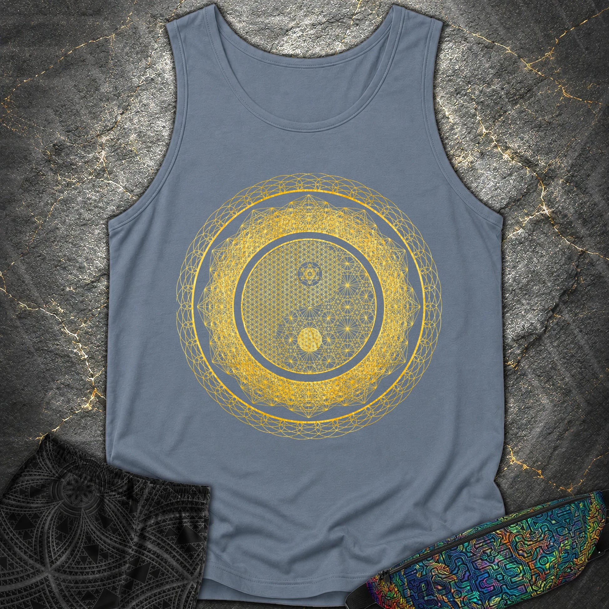 Yin Yang Gold T-Shirt - Yin Yang Gold Comfort Tank Top - Blue Jean