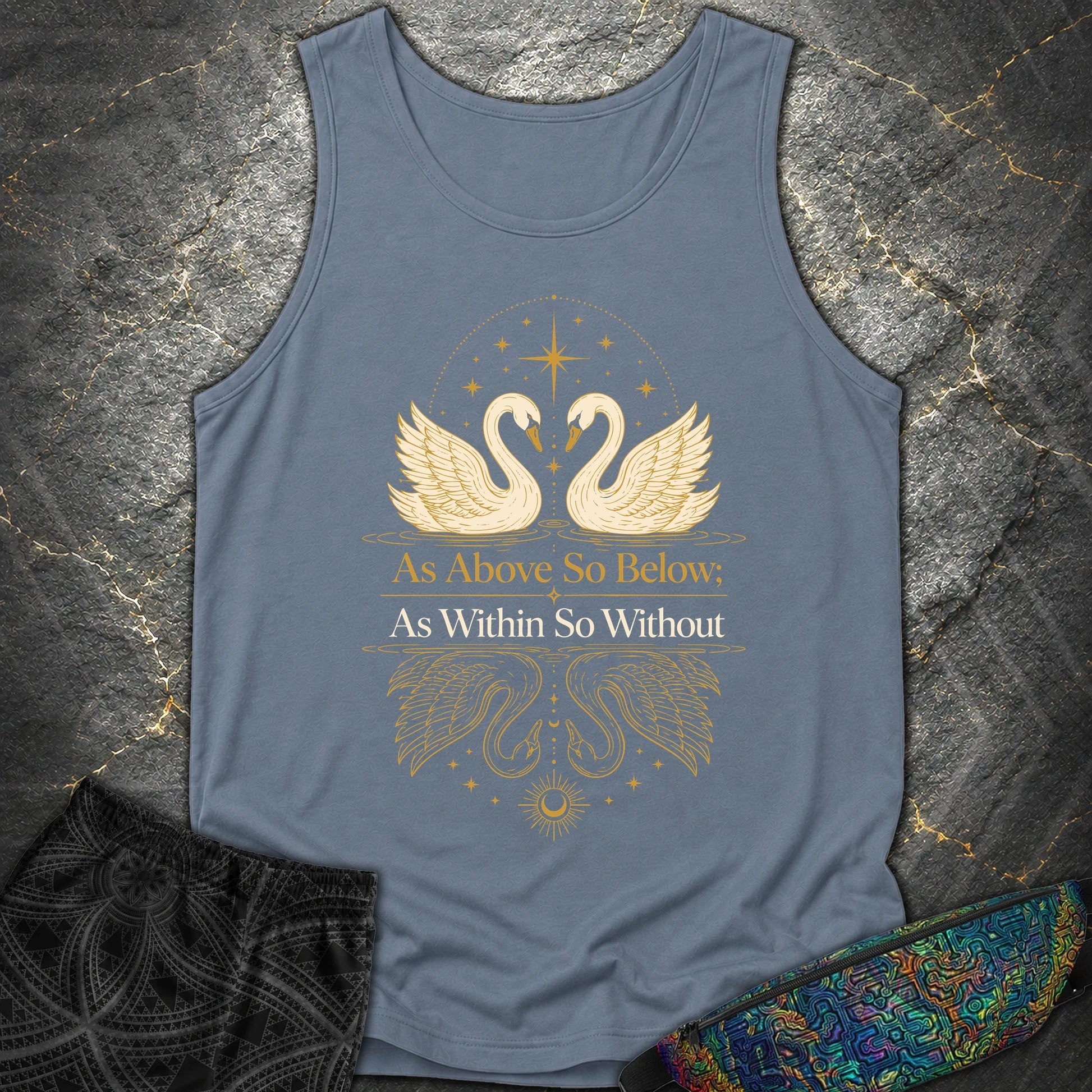 As Above So Below Swans - As Above So Below Swans Comfort Tank Top - Blue Jean