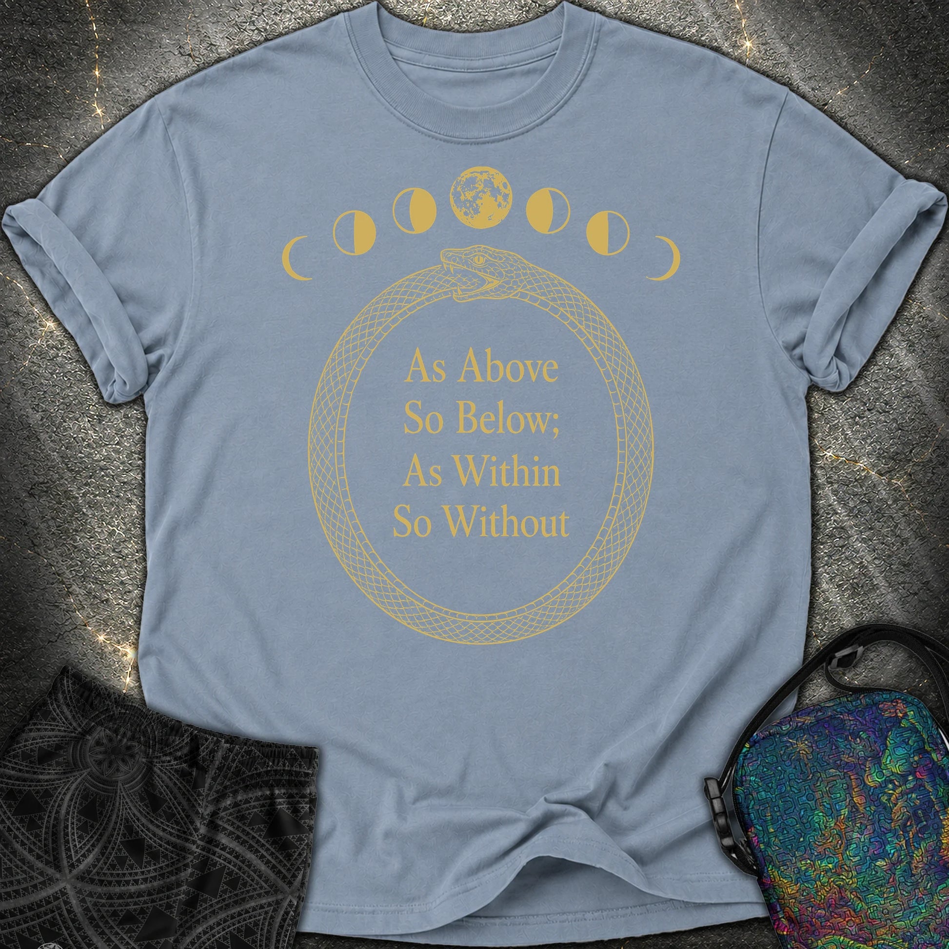 As Above So Below Gold Ouroboros - As Above So Below Gold Ouroboros Comfort T-Shirt - Blue Jean