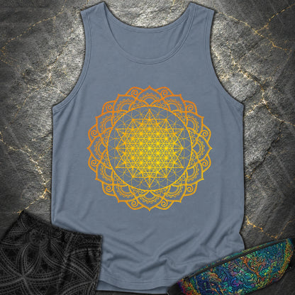 Tetrahedron Mandala T-Shirt - Tetrahedron Mandala Comfort Tank Top - Blue Jean