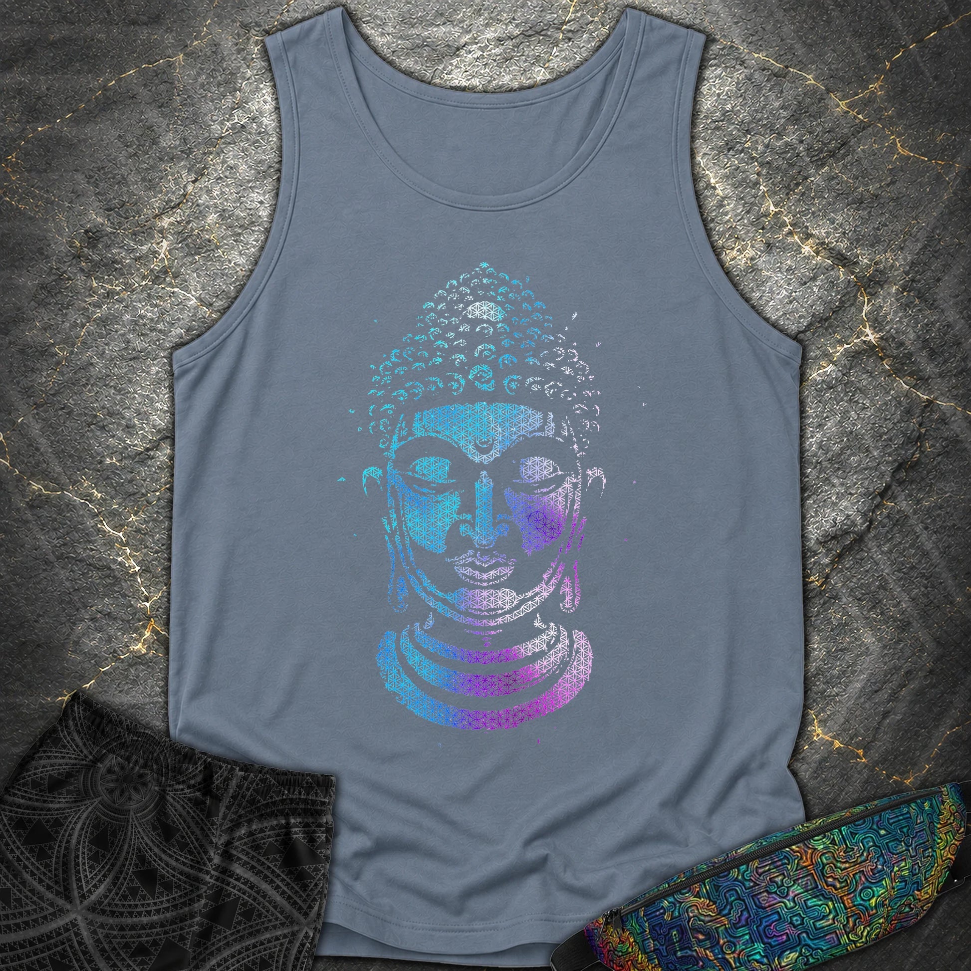 Buddha Flower Of Life Pattern Comfort Tank Top - Buddha Flower Of Life Pattern Comfort Tank Top - Blue Jean