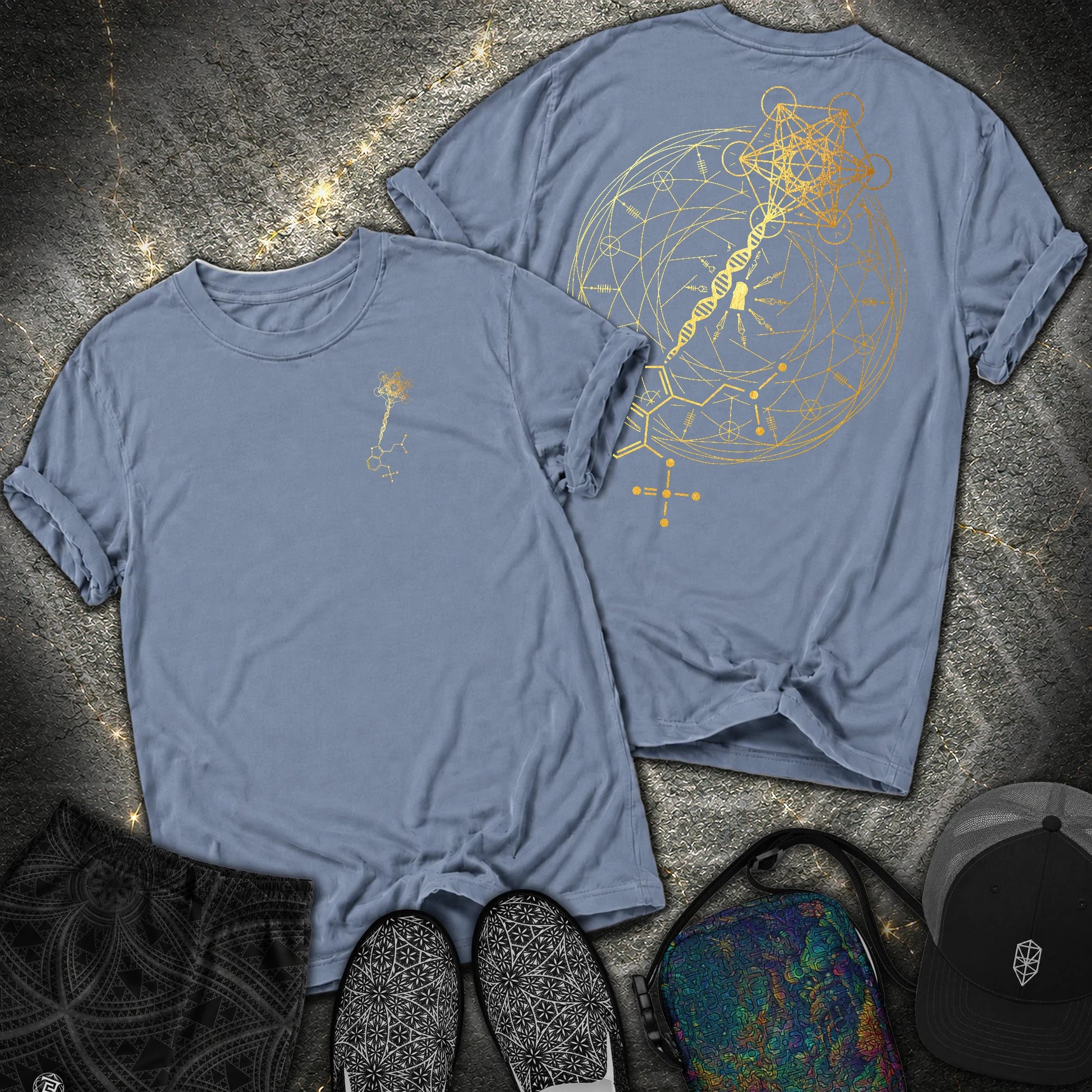 Psilocybin Key To Universe 2 Sided Comfort T-Shirt - Psilocybin Key To Universe 2 Sided Comfort T-Shirt - Blue Jean