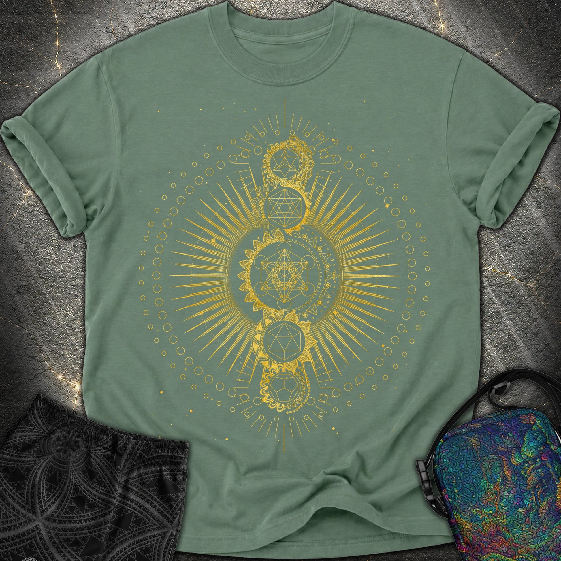 Sacred Geometry Radiating Mandala - Sacred Geometry Radiating Mandala Comfort T-Shirt - Blue Spruce