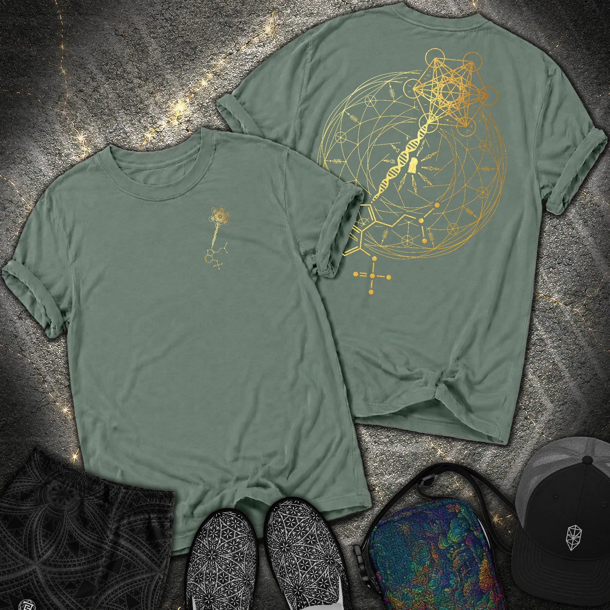 Psilocybin Key To Universe 2 Sided Comfort T-Shirt - Psilocybin Key To Universe 2 Sided Comfort T-Shirt - Blue Spruce
