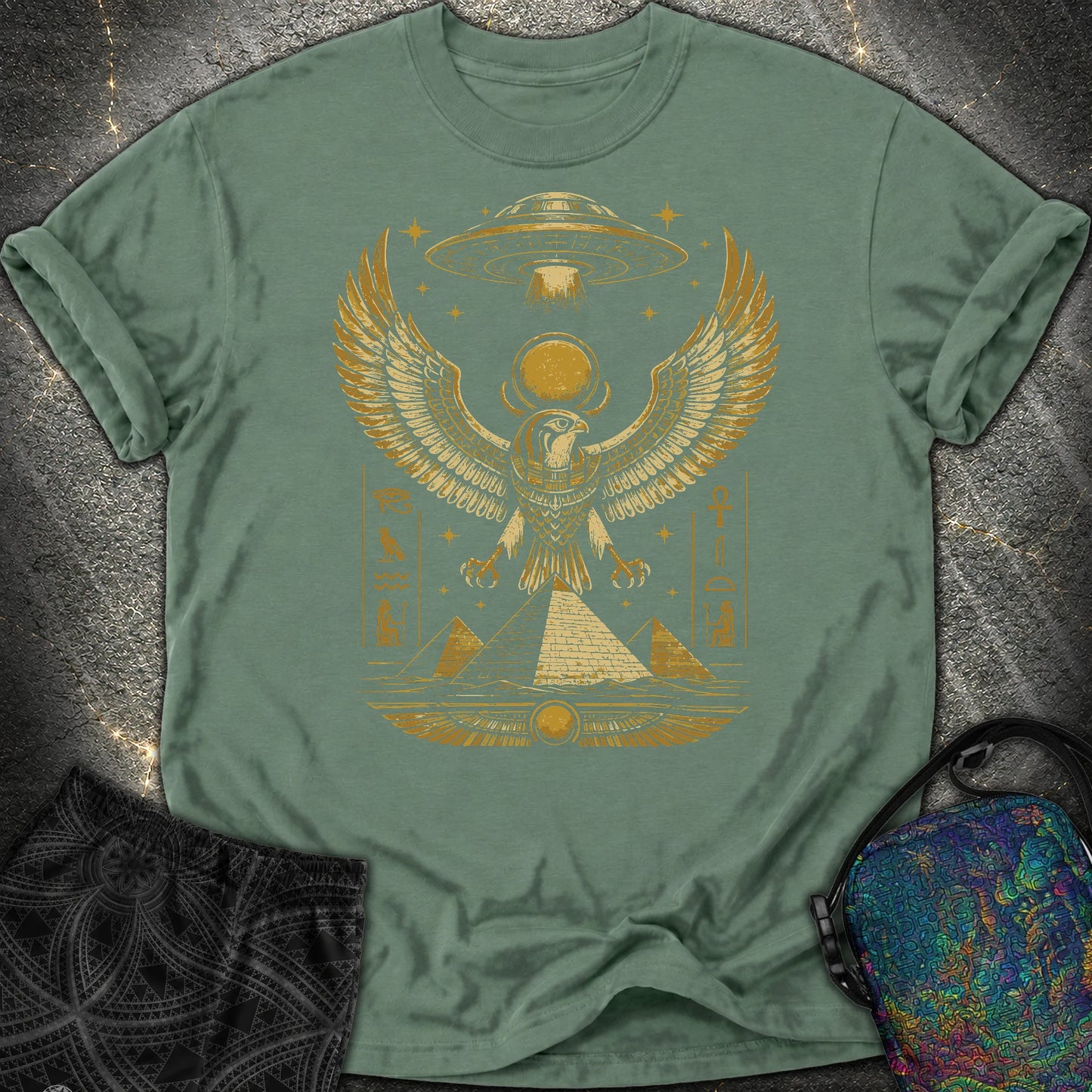 Falcon Guardian Beneath the Starship - Falcon Guardian Beneath the Starship Comfort T-Shirt - Blue Spruce