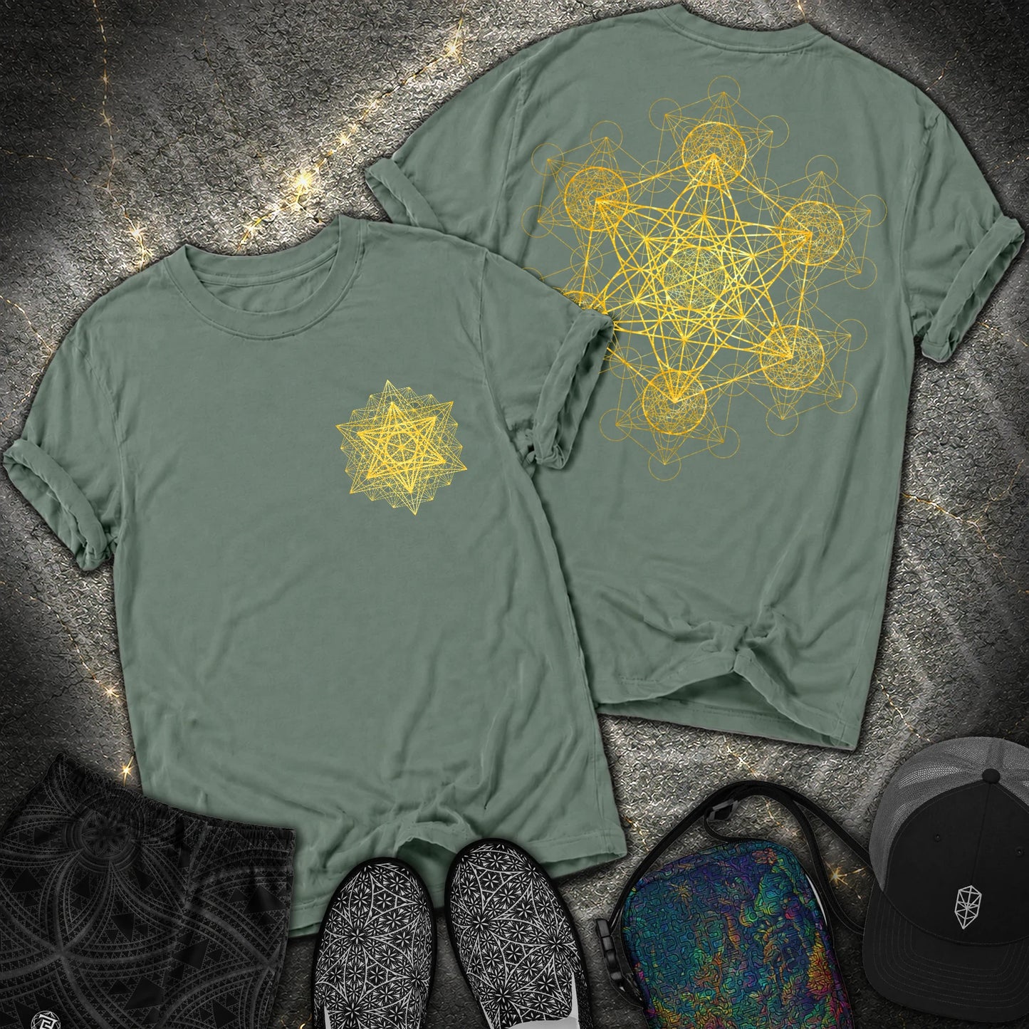 Metatron Fractal 2 Sided T-Shirt - Metatron Fractal 2 Sided Comfort T-Shirt - Blue Spruce