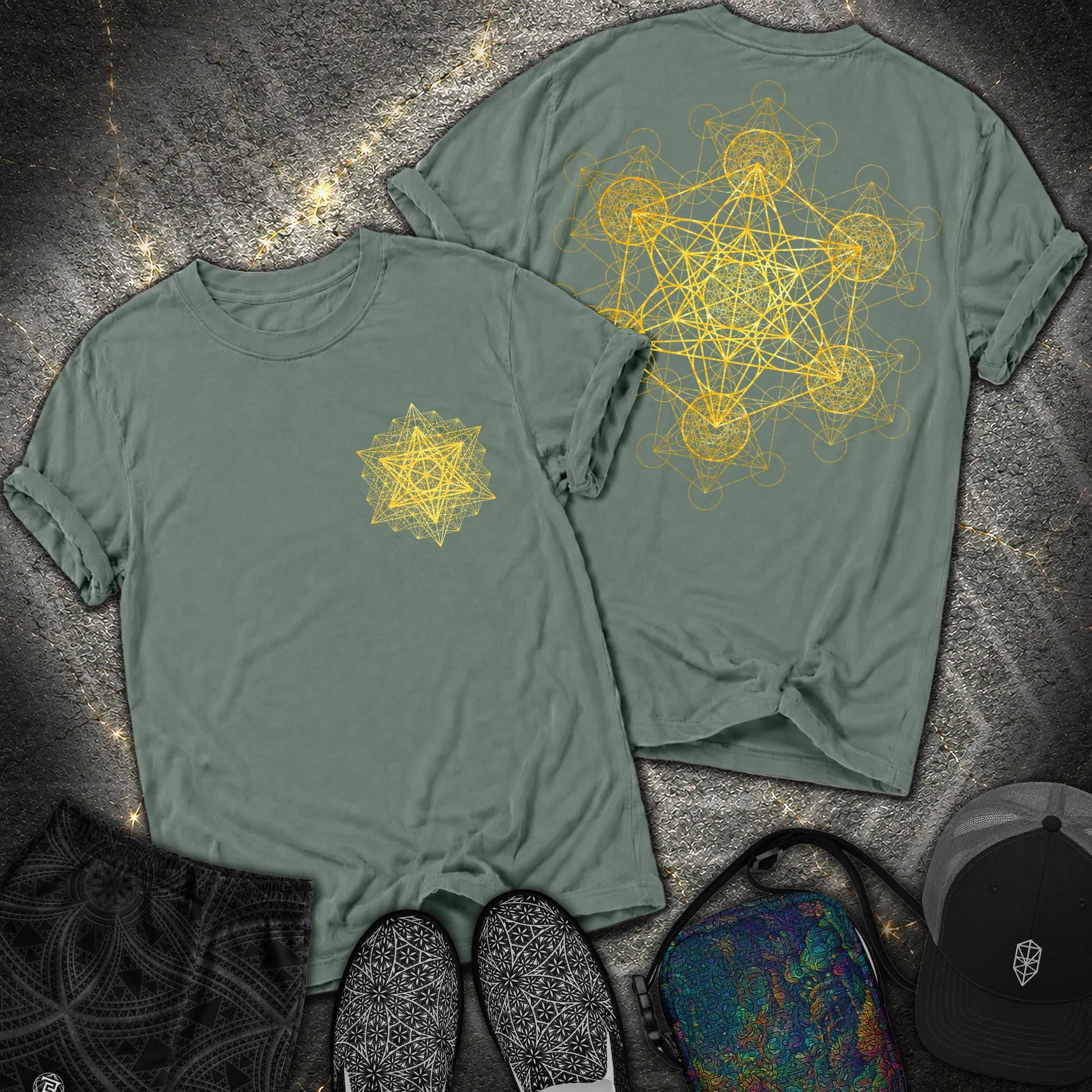 Metatron Fractal 2 Sided T-Shirt - Metatron Fractal 2 Sided Comfort T-Shirt - Blue Spruce