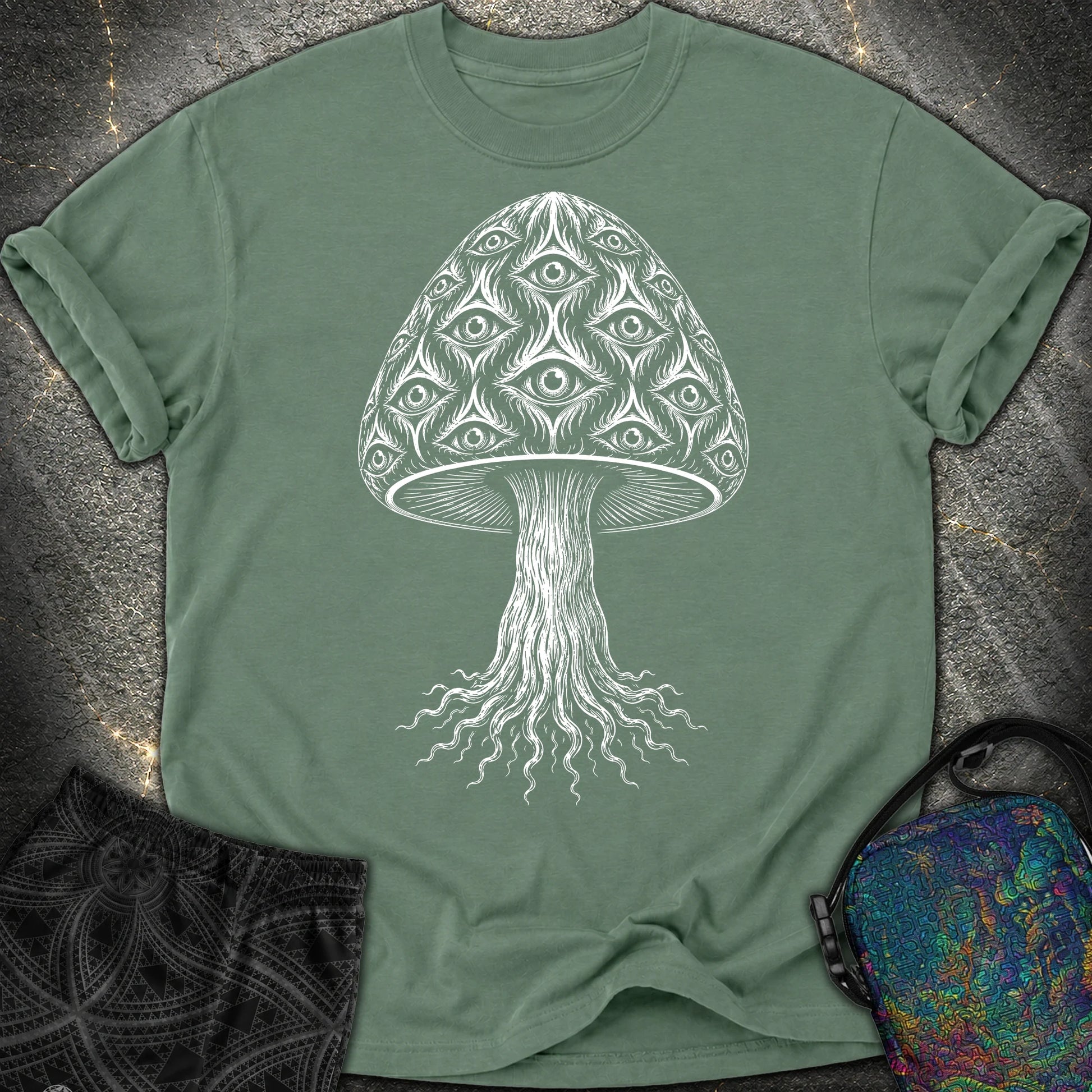 All-Seeing Mushroom - All-Seeing Mushroom Comfort T-Shirt - Blue Spruce