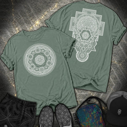 Sacred Geometry Encyclopedia 2 Sided Comfort T-Shirt - Sacred Geometry Encyclopedia 2 Sided Comfort T-Shirt - Blue Spruce
