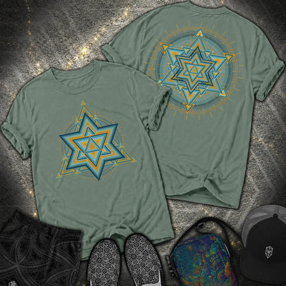 Merkaba Light Matrix 2 Sided Comfort T-Shirt - Merkaba Light Matrix 2 Sided Comfort T-Shirt - Blue Spruce