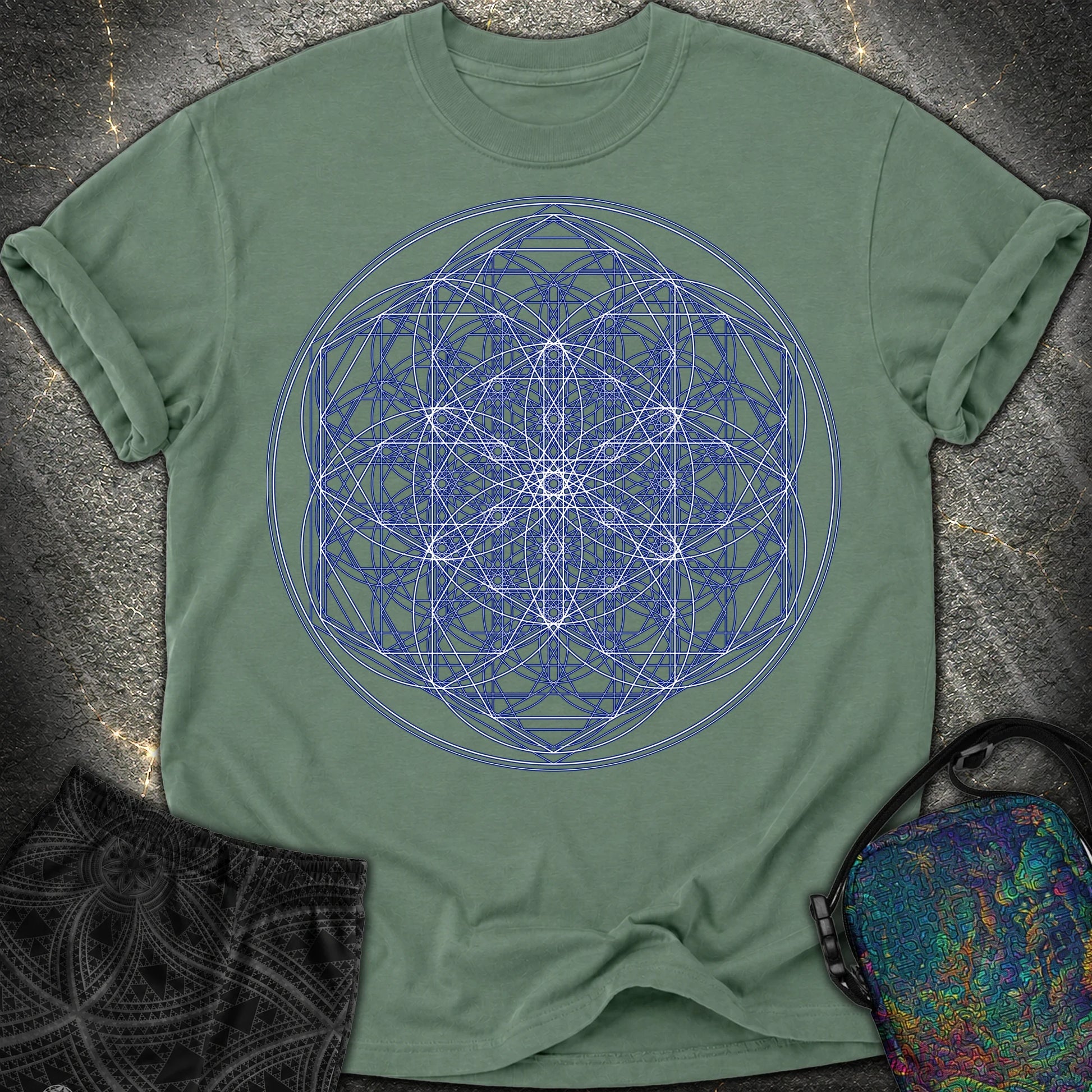 Sacred Flower Grids - Sacred Flower Grids Comfort T-Shirt - Blue Spruce