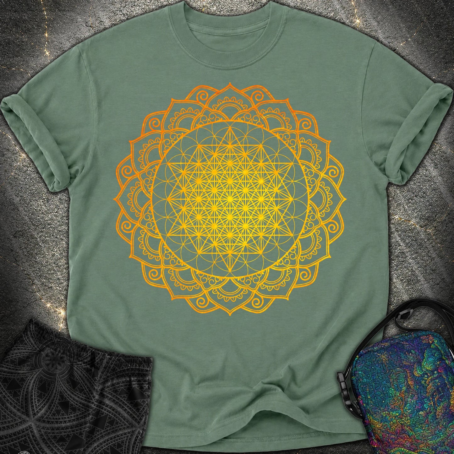 Tetrahedron Mandala T-Shirt - Tetrahedron Mandala Comfort T-Shirt - Blue Spruce