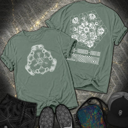 Cymatics, Energy Frequency Vibration Fluid 2 Sided Comfort T-Shirt - Cymatics, Energy Frequency Vibration Fluid 2 Sided Comfort T-Shirt - Blue Spruce