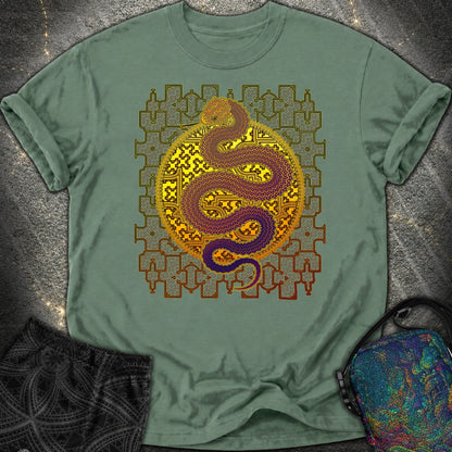 Shipibo Cosmic Snake Comfort T-Shirt - Shipibo Cosmic Snake Comfort T-Shirt - Blue Spruce