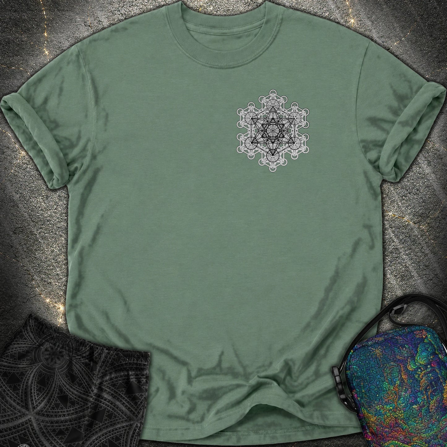Metatron Fractal Star Comfort T-shirt - Metatron Fractal Star Comfort T-shirt - Blue Spruce
