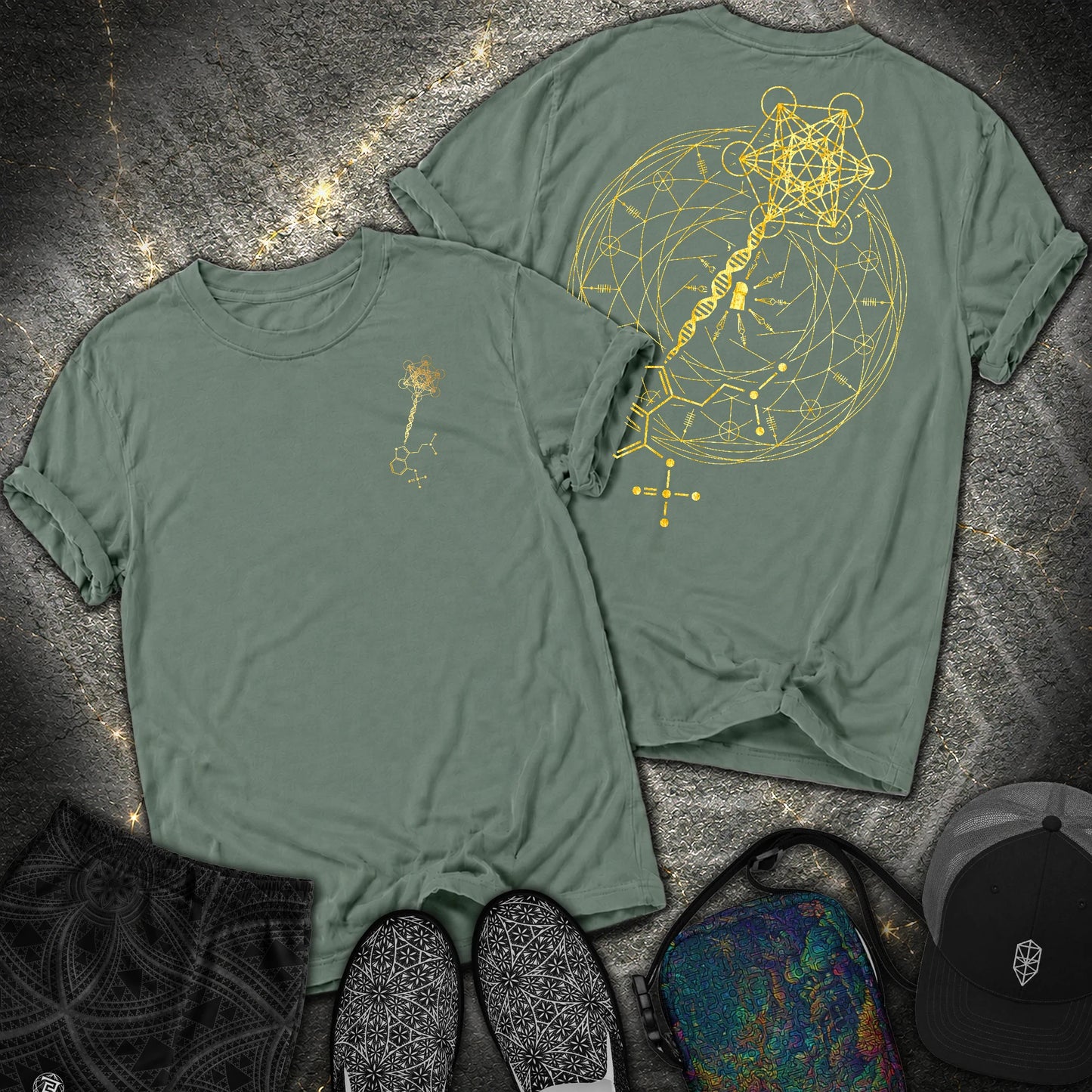 Psilocybin Key To Universe 2 Sided Comfort T-Shirt - Psilocybin Key To Universe 2 Sided Comfort T-Shirt - Blue Spruce