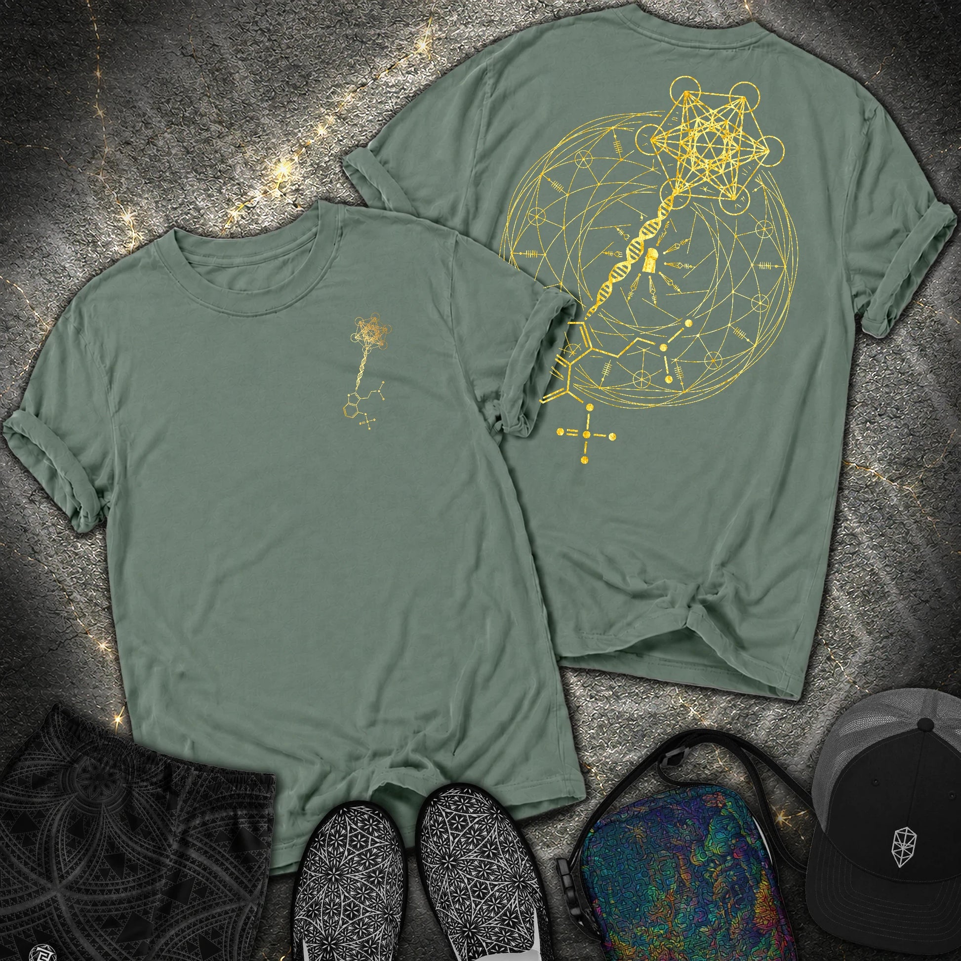 Psilocybin Key To Universe 2 Sided Comfort T-Shirt - Psilocybin Key To Universe 2 Sided Comfort T-Shirt - Blue Spruce