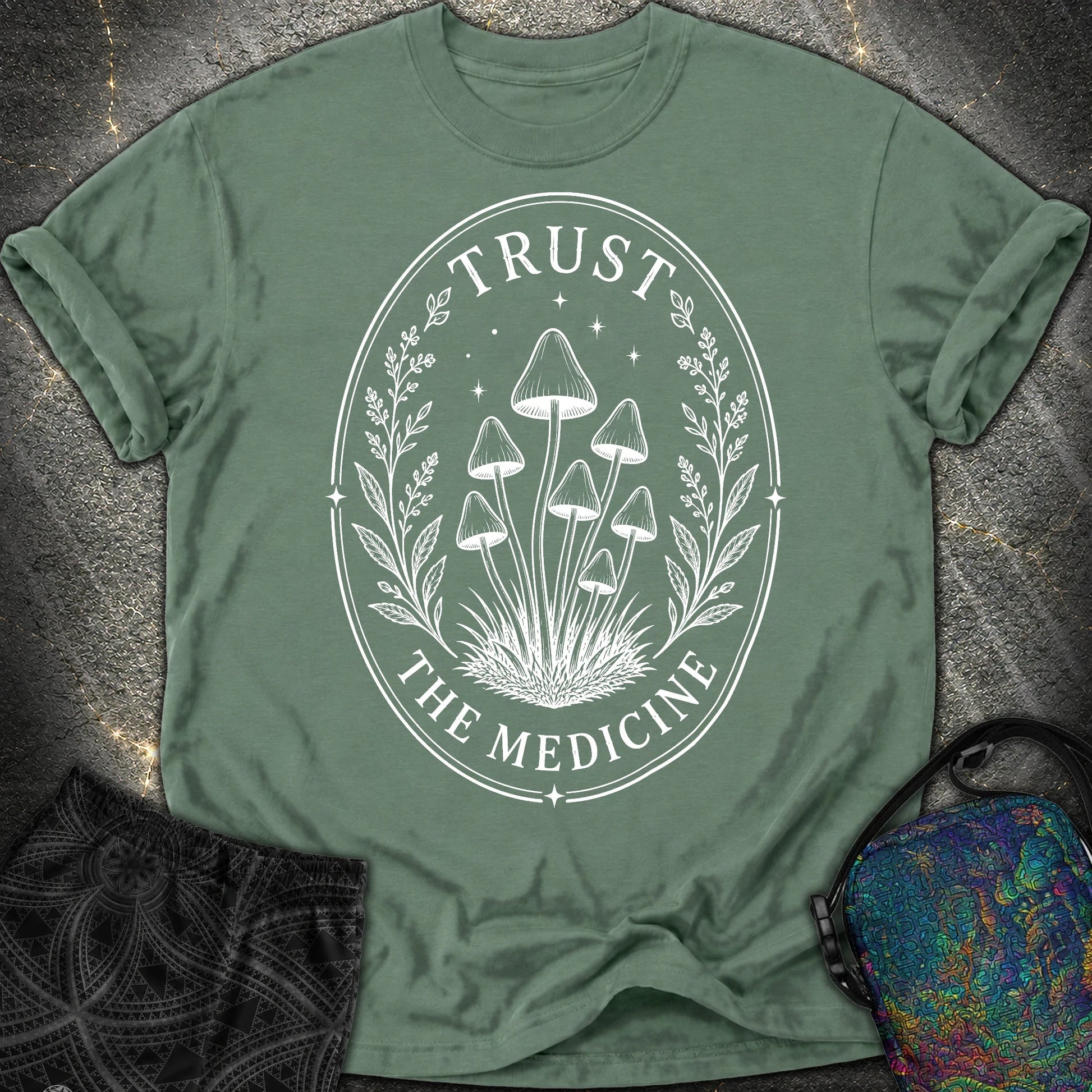 Trust The Medicine Mushroom Comfort T-Shirt - Trust The Medicine Mushroom Comfort T-Shirt - Blue Spruce
