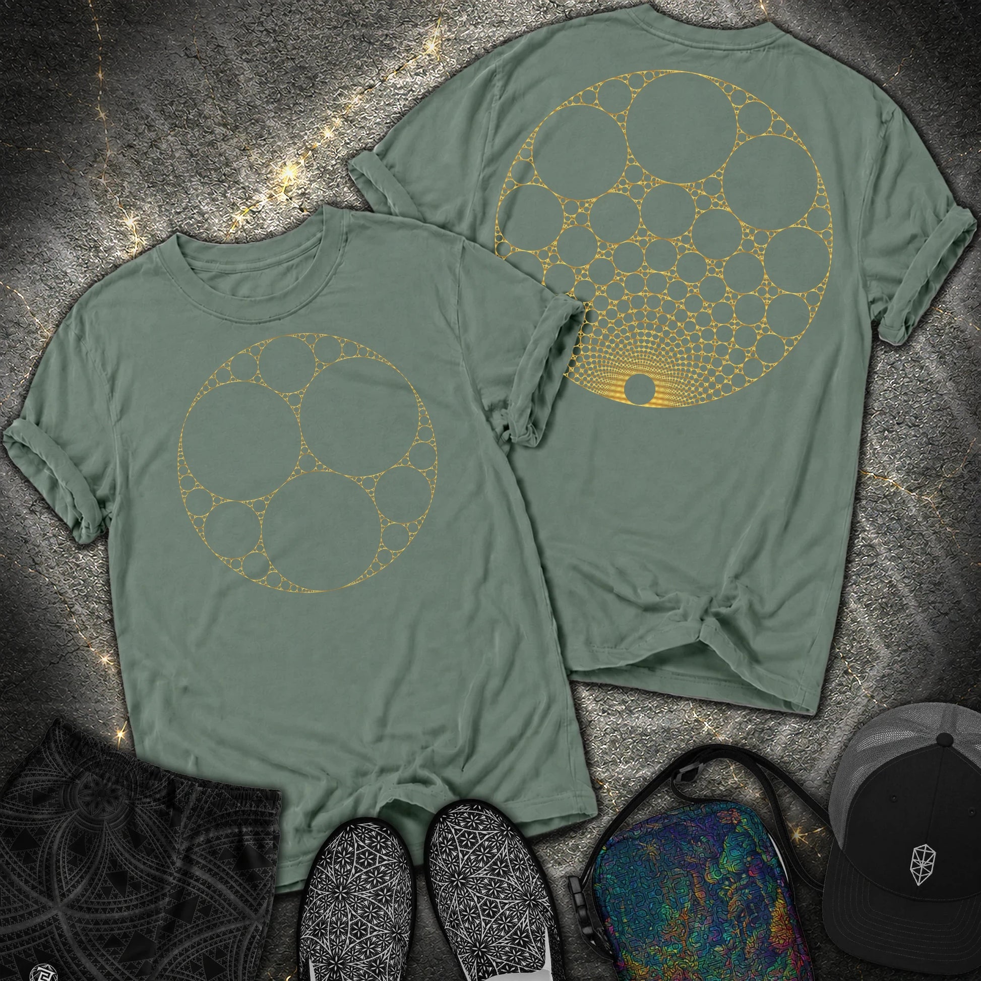 Apollonian Gasket 2 Sided T-Shirt - Apollonian Gasket 2 Sided Comfort T-Shirt - Blue Spruce