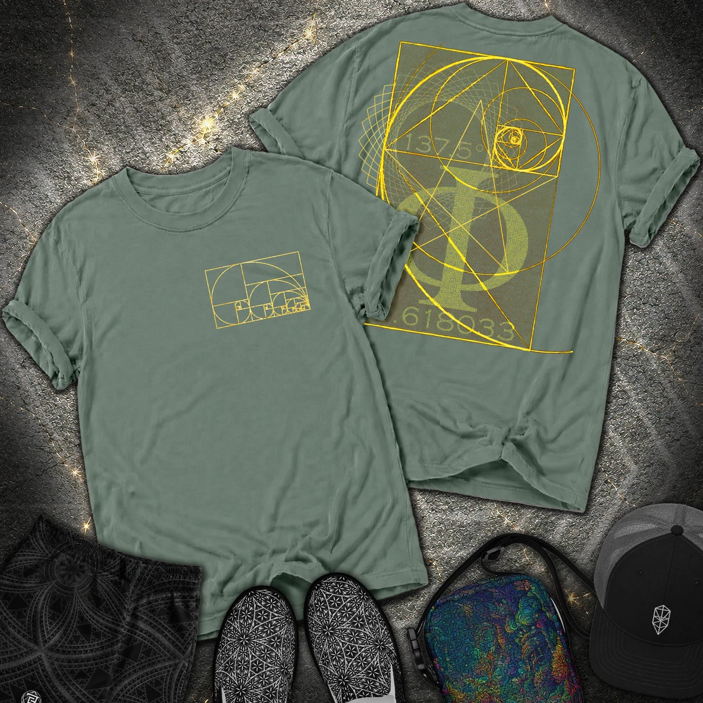 Golden Ratio Spirals 2 Sided T-Shirt - Golden Ratio Spirals 2 Sided Comfort T-Shirt - Blue Spruce