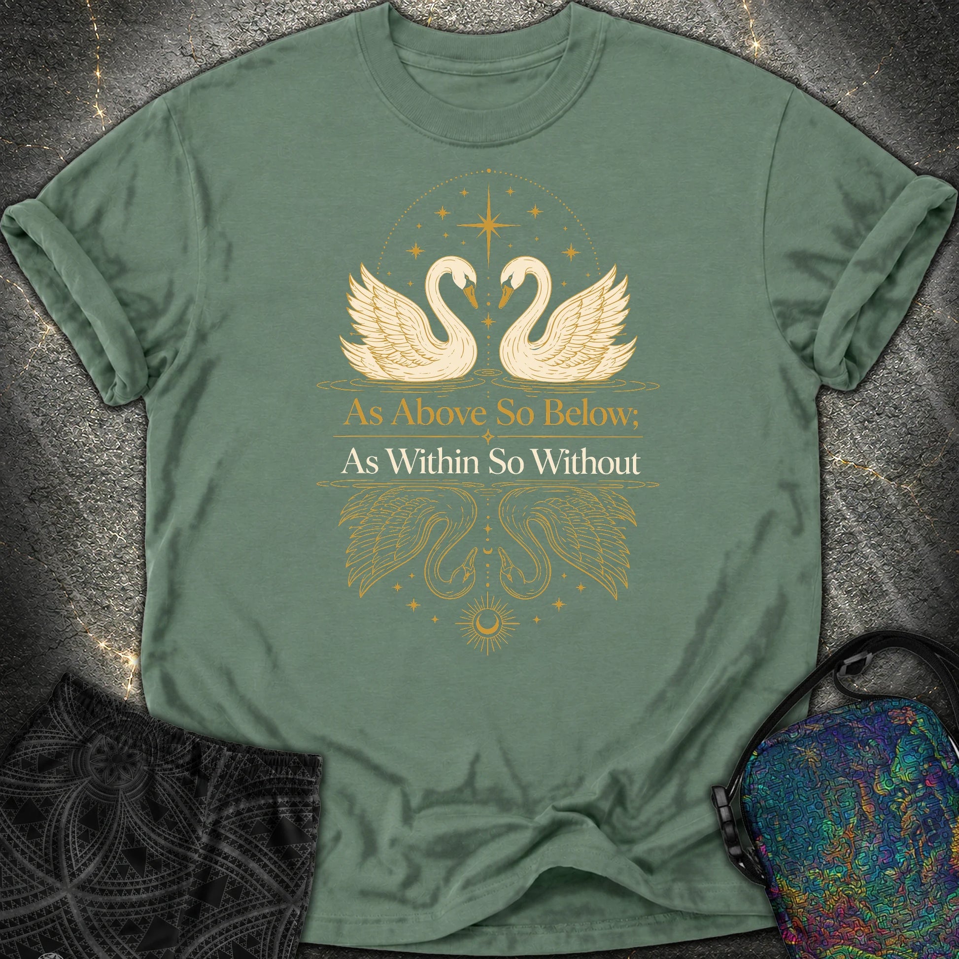 As Above So Below Swans Comfort T-Shirt - As Above So Below Swans Comfort T-Shirt - Blue Spruce