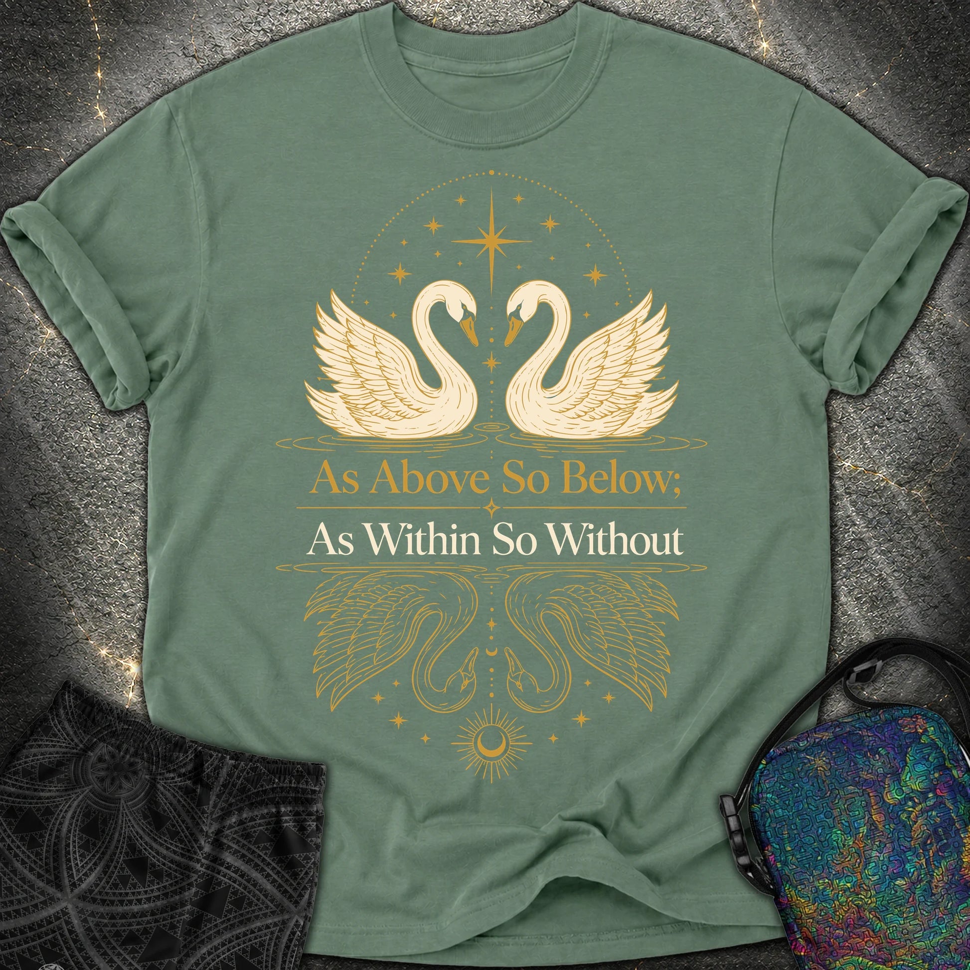 As Above So Below Swans - As Above So Below Swans Comfort T-Shirt - Blue Spruce