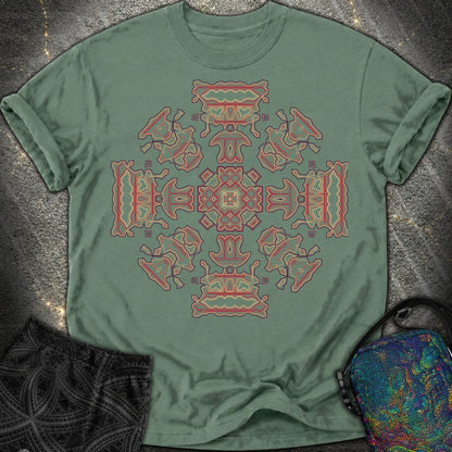 Shamanic Faces Geometric Comfort T-Shirt - Shamanic Faces Geometric Comfort T-Shirt - Blue Spruce