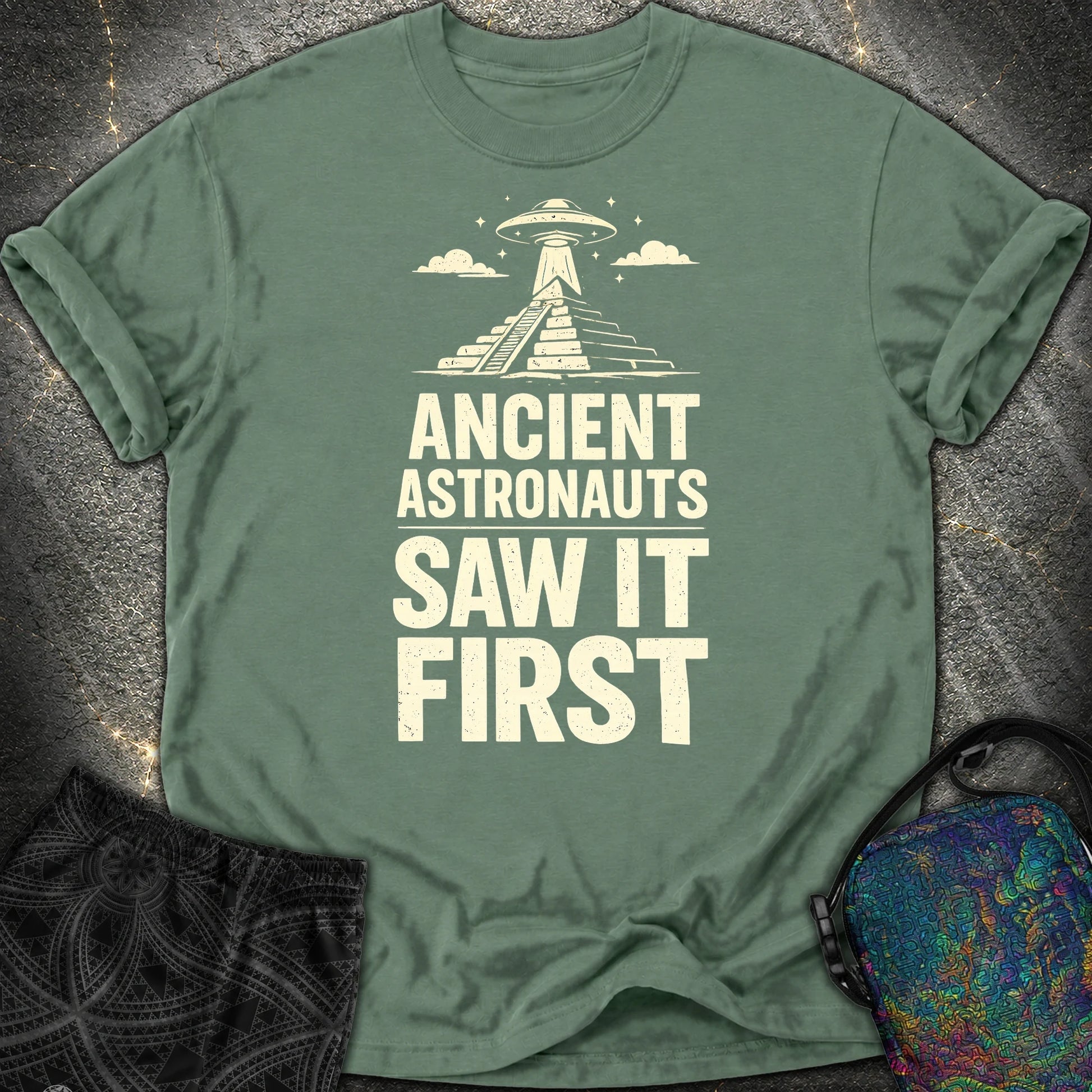 Ancient Astronaut Saw It First - Ancient Astronaut Saw It First Comfort T-Shirt - Blue Spruce
