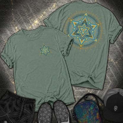 Merkaba Light Matrix Small Front 2 Sided Comfort T-Shirt - Merkaba Light Matrix Small Front 2 Sided Comfort T-Shirt - Blue Spruce