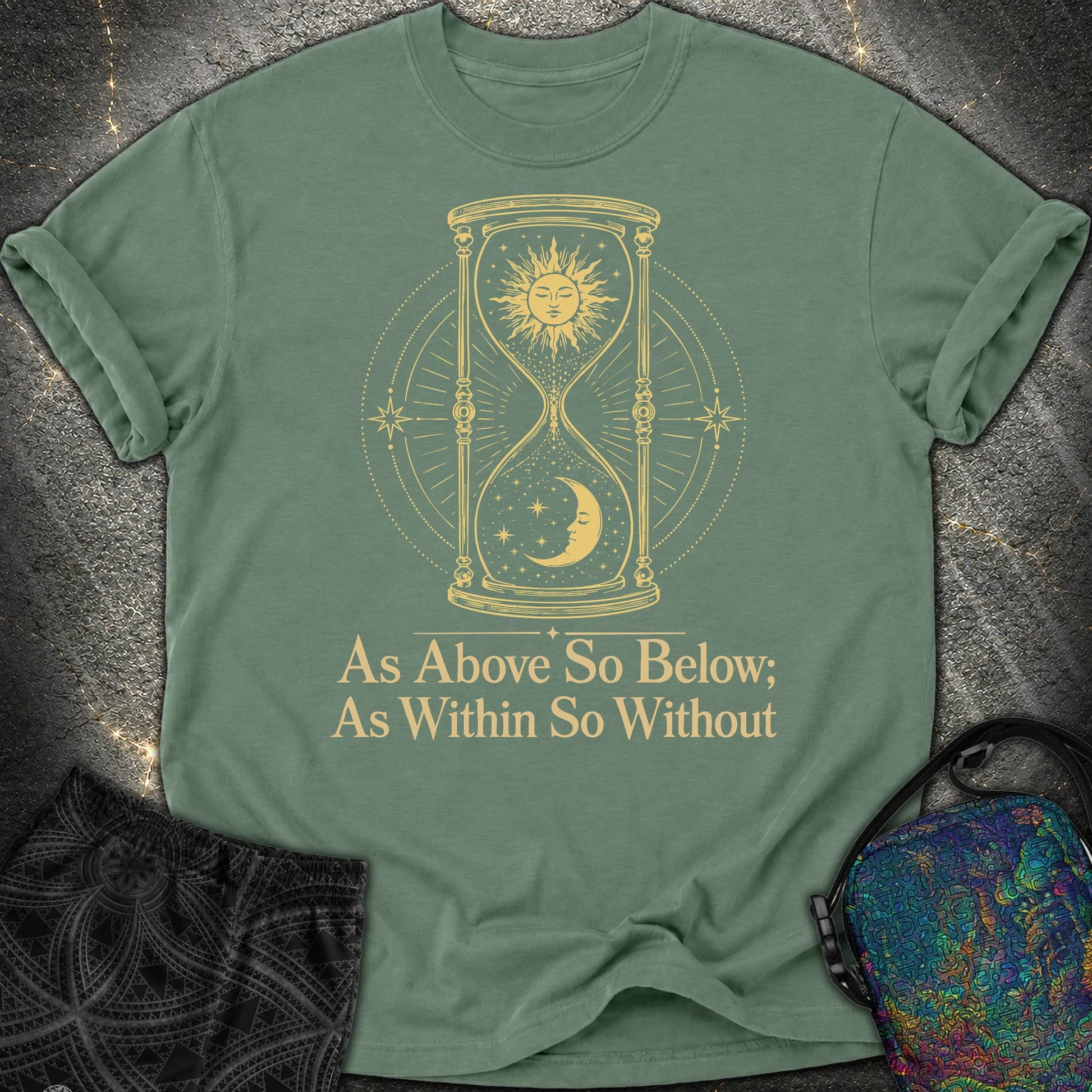 As Above So Below Hourglass - As Above So Below Hourglass Comfort T-Shirt - Blue Spruce