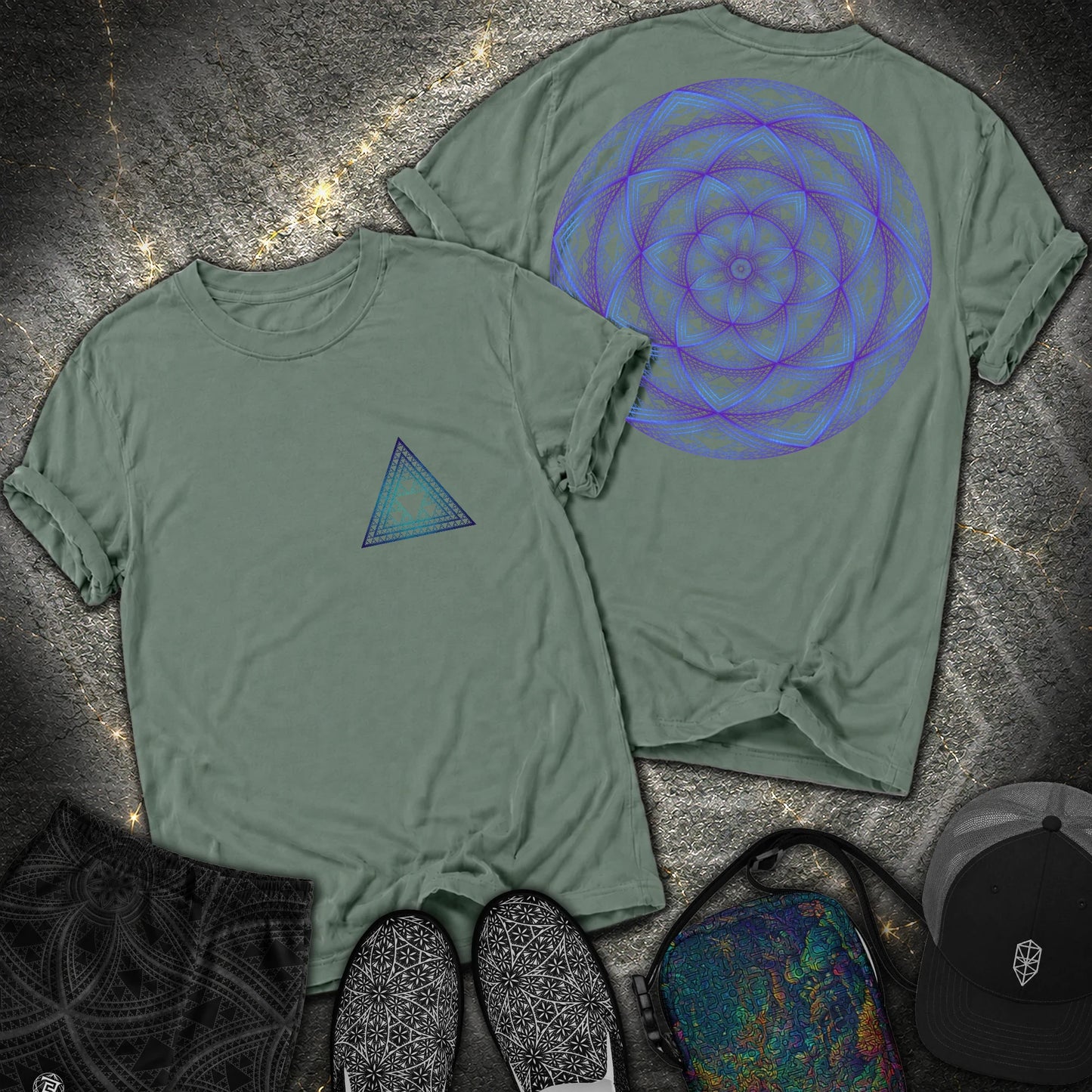 Sierpinski Seed Of Life 2 Sided T-Shirt - Sierpinski Seed Of Life 2 Sided Comfort T-Shirt - Blue Spruce