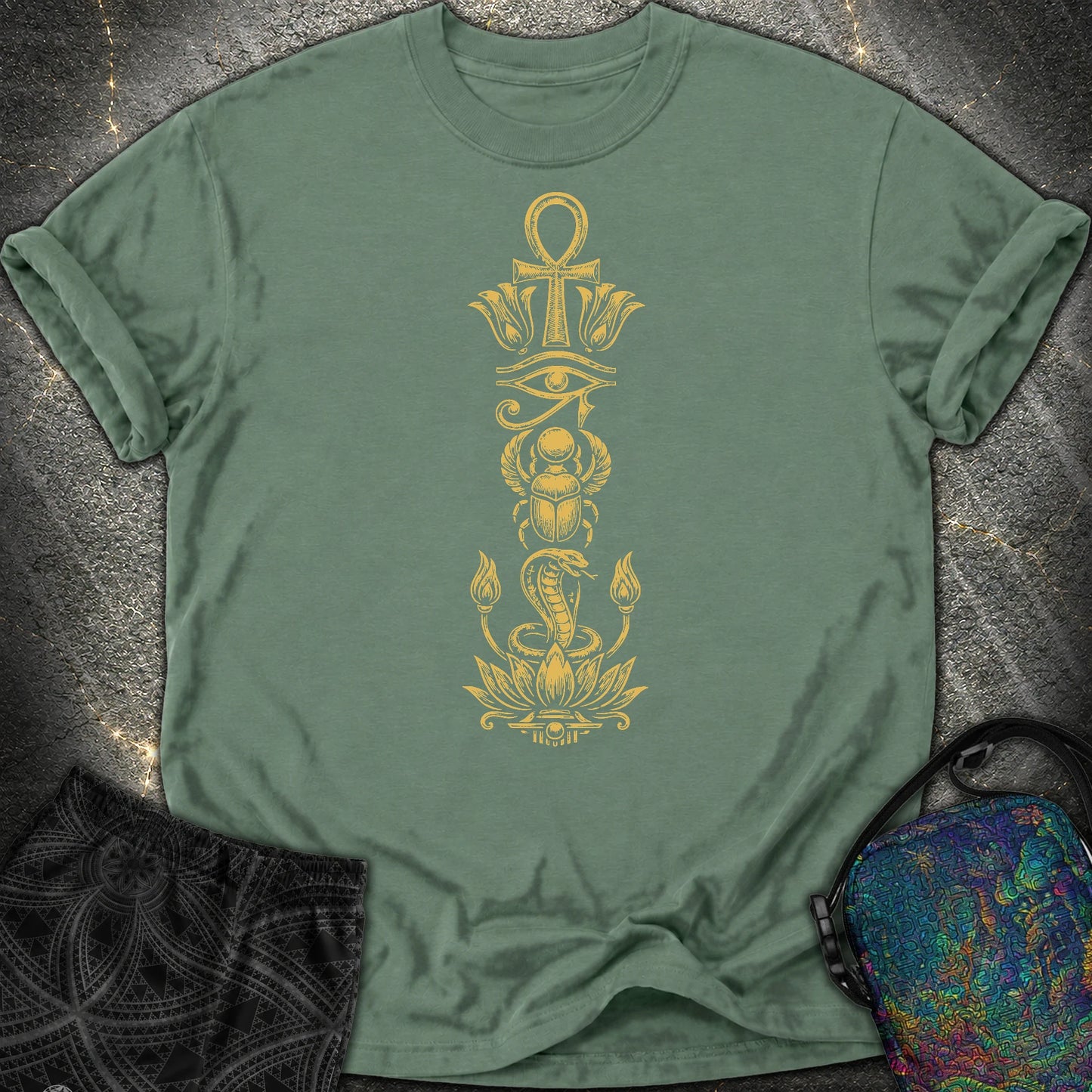 Ancient Egyptian Symbol Totem - Ancient Egyptian Symbol Totem Comfort T-Shirt - Blue Spruce