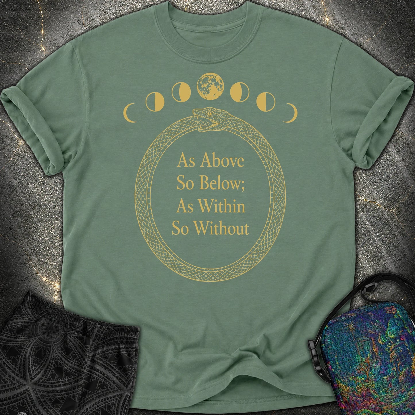 As Above So Below Gold Ouroboros - As Above So Below Gold Ouroboros Comfort T-Shirt - Blue Spruce