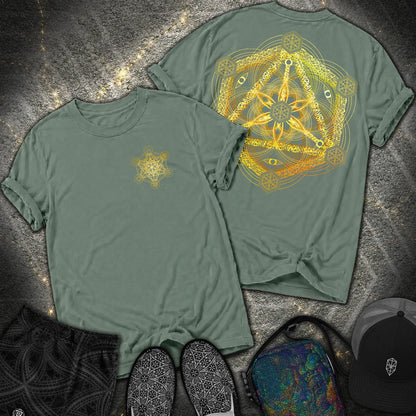 Interdimensional Tesseract Metatron 2 Sided Comfort T-Shirt - Interdimensional Tesseract Metatron 2 Sided Comfort T-Shirt - Blue Spruce