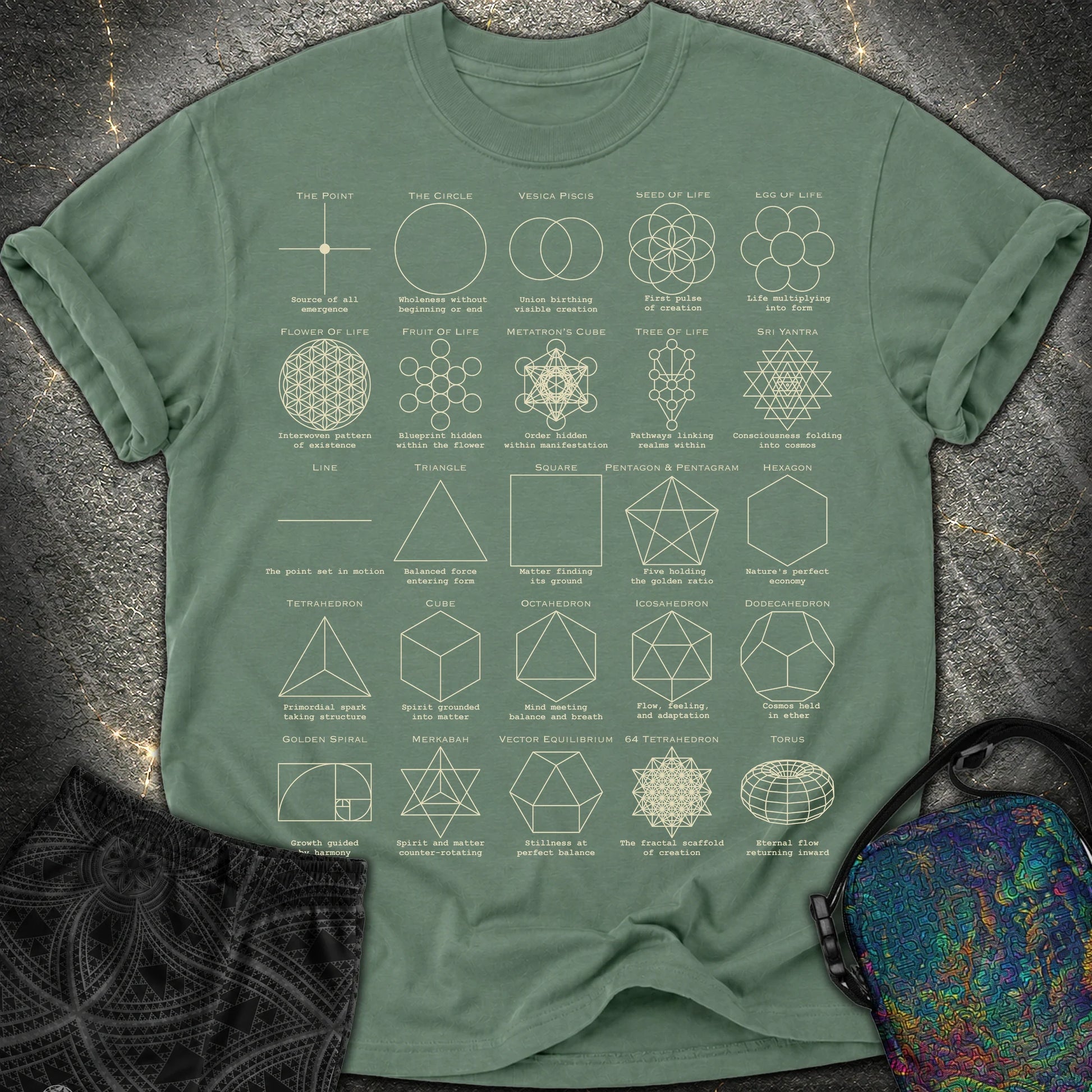 Updated! Sacred Geometry T-Shirt, Flower of Life Metatron’s Cube Merkaba Spiritual Comfort T-Shirt - Updated! Sacred Geometry T-Shirt, Flower of Life Metatron’s Cube Merkaba Spiritual Comfort T-Shirt - Blue Spruce