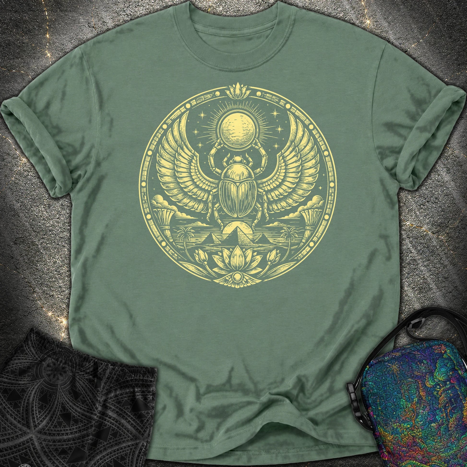 Winged Scarab of the Sun - Winged Scarab of the Sun Comfort T-Shirt - Blue Spruce